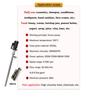 ปั๊มสไปรัลแรงดันสูง AC220V/AC380V สำหรับของเหลวหนืด 5 สแตนเลสสตีล ความเร็วสูง 26-60 ลิตร/นาที 6 บาร์ ปั๊มได้อย่างมีประสิทธิภาพสำหรับอาหาร ZS-B18 น้ำผึ้ง น้ำเชื่อม P - Product Image 4