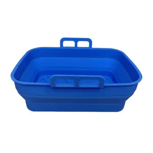 Yüksek sıcaklığa dayanıklı BPA ücretsiz 22cm * 21cm dikdörtgen ve 21cm * 16cm kare katlanır hava fritöz silikon Bakeware Pot