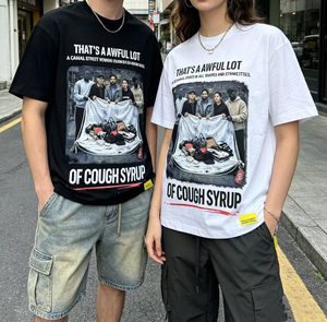 Camisetas de hombre de marca de alta calidad en stock, estilo urbano con estampado oversize, camisetas con la frase 'THAT'S A AWFUL LOT OF COUGH SYRUP' para hombre - Product Image 3