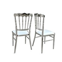 Chaises Chiavari Napoléon en métal argenté en gros à vendre – Mobilier pour banquets et événements