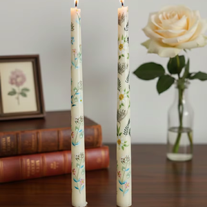 Elegant Meadow Floral Taper <b>Candle</b> <b>Set</b> (<b>Set</b> 2) Soy Paraffin Wax Smokeless Lavender Fragrance Home Decor for Weddings Christmas - Product Image 1