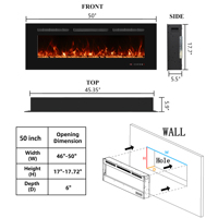 Cheminée électrique LED Luxstar de 50 pouces, encastrée au mur, 13 couleurs de flamme, télécommande, thermostat réglable, minuterie pour