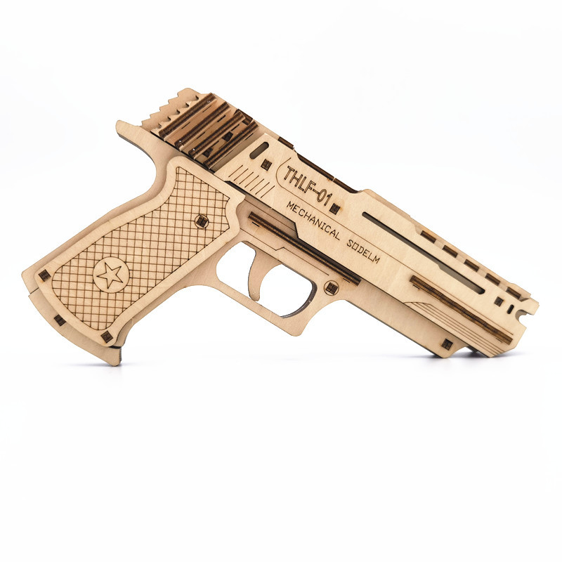 キッズDIY木製ピストルテクノロジー小さな輪ゴム銃のおもちゃ