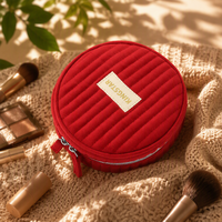 Pochette de maquillage portable OEM en velours doux avec fermeture éclair pour usage quotidien féminin – Vente en gros