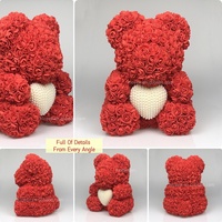 Ours en mousse rose perlé de 25 cm/40 cm en gros, cadeau de Noël, cadeau de la Saint-Valentin, cœur en mousse, rose artificielle colorée