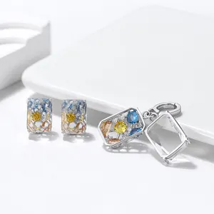 RINNTIN EQE46 Unique Jewelry 925 Sterling Silver Earrings With 4A Cubic Zircon Wholesale Rhodium Plated Stud Earrings