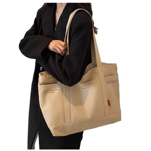 New Style Fashion Personalized 16OZ Letter Canvas <b>Bags</b> Outdoor Women Shoulder <b>Tote</b> Reusable Durable Advertising Use Zipper - Product Image 1