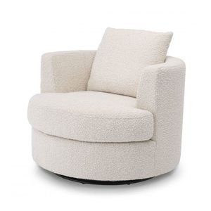 Moderne Gestoffeerde Ronde Boucle Stof Draaistoel Accent Stoelen Voor Woonkamer Slaapkamer Woningmeubilair