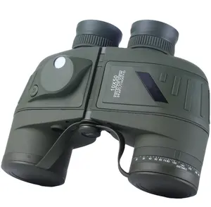 高倍率陆军绿色10x50双筒望远镜广角带指南针狩猎野营