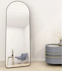Moderne Luxe Huisdecoratie Over De Hele Lengte Aan De Muur Gemonteerd Groot Spiegelboogvormig Metalen Frame Met Hoogwaardig Glas
