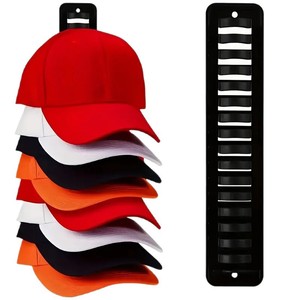 Baseball Cap Wall Mount Storage Rack <b>Black</b> Rectangle Easy Install Hat Organizer Adhesive Free Wall Mounted Type - Product Image 5