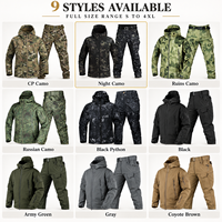 Ensemble veste et pantalon tactique softshell pour homme, doublure polaire, camouflage, hiver, randonnée, chasse, résistant à l'eau, en stock