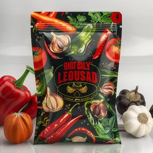 Bolsas de plástico con cierre de cremallera planas con cierre hermético pequeñas personalizadas, 4G, 5G, 10G, 15G, 3 sellos laterales, para alimentos, especias en polvo