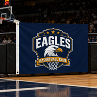 Drapeau personnalisé pour club de basketball 3x5 pieds, bannière avec logo d'équipe imprimé par transfert thermique, avec œillets métalliques, pour affichage intérieur/extérieur