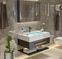 Luxe Double Couche Pierre Artificielle Moderne Rock Mur Monté En Céramique Marbre Salle De Bains Vanité Lavabo pour Villas