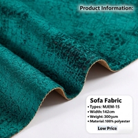Tissu de canapé en velours imprimé vieilli, directement de l'usine, 100% polyester, respirant, texture mouchetée vintage, 300 GSM, vert sarcelle, doux