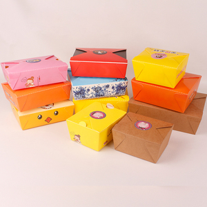 Custom Disposable Kraft Paper Packaging Fast Food Hamburger Hot dog Fried Chicken Paper Box Paper Takeout Box for Restaurant
