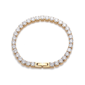 ヒップホップスタイル ステンレス製 フルダイヤモンドAAAジルコン テニスブレスレット ユニセックス 防水・変色防止ジュエリー - Product Image 1