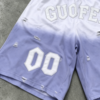 Shorts de jogging amples Ouna en coton 100% avec teinture personnalisée, imprimé vintage vieilli, taille plus, pour homme