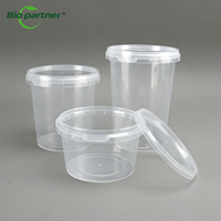 Herbruikbare, BPA-vrije, transparante PP plastic bakjes voor salade, fruit, soep, etc. met deksel en tamperproof sluiting.
