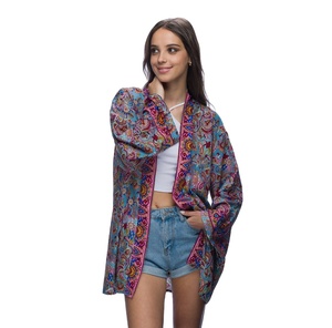 Vestidos Mini Casuales de Verano para Mujer, Transpirables, Hechos en Italia, Manga Larga, Estampado Floral, Poliéster, Ropa de Playa, Cintura Natural, Corte Holgado - Product Image 1