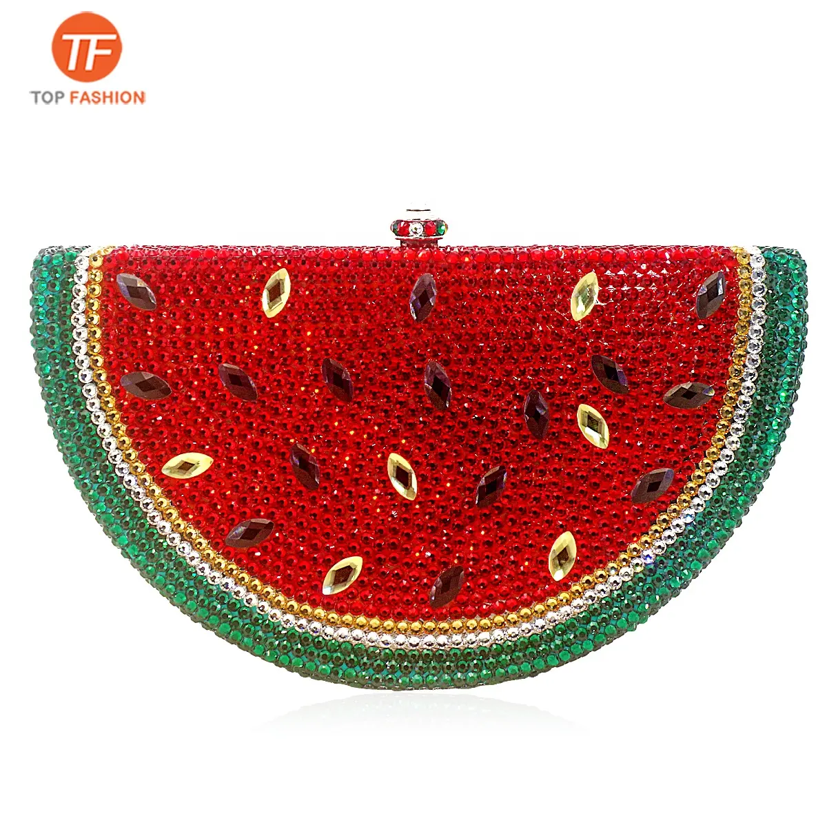 Factory Wholesales Elegant Crystal Rhinestone Clutch Evening Bag for Formal Party Handmade Watermelon Minaudiere Purse