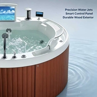 Bain à remous extérieur rond en acrylique avec jets de massage pour jardin, maison, loisirs et hydrothérapie