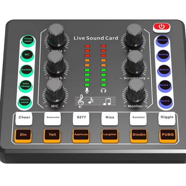 M8 Sound Card for Live Streaming Complete Set Available 48V Microphone Compatible with Computers and Mobile Phones