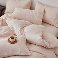 Vente en gros d'ensembles de linge de lit certifié Oekotex français 170 gsm ensemble de housse de couette en lin biologique lavé à la pierre d'hôtel de luxe