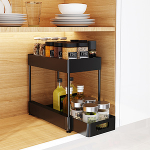 Organizzatore Sottolavello a Due Livelli in Plastica Multiuso, Cassetto Scorrevole con Ripiani, <span class=keywords><strong>Design</strong></span> Moderno per Cucina e Bagno - Product Image 2
