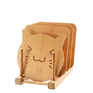 木制竹 Trivet 垫设置与碗碟架, 热菜盘/锅/碗的耐热厨房垫 Trivets