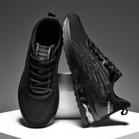 Nouvelles baskets de sport noires à coussin d'air avec logo personnalisé pour hommes chaussures de marche légères et respirantes en maille