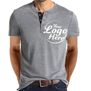 Chemises Henley à manches courtes pour hommes, avec boutons, poche et logo personnalisé, commande en gros, tissu tricoté - Product Image 5