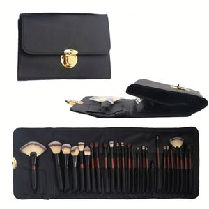 Juego de Brochas de Maquillaje Profesional de Alta Calidad, 26 Piezas, Estuche de Viaje Rojo, Mango de Madera Blanca, Pelo de Cabra para Rostro, Personalizado - Product Image 1