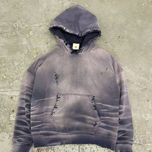 Custom Unisex 100% Cotton Heavyweight Oversize <b>Hoodie</b> Vintage Acid Wash French Terry <b>Tie</b>-<b>Dye</b> Distressed Autumn Streetwear - Product Image 3