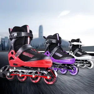 White Roller Skates 80mm 4 Flashing Wheels Big Size Fly Knitting Red White ABEC-7 Bearing Roller Aggressive Inline Skates