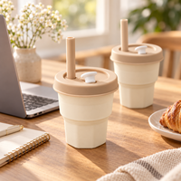 Gobelet en silicone personnalisé OEM avec couvercle à paille et plusieurs couleurs pour la vente en gros