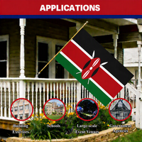 Drapeau national personnalisé du Kenya, drapeau imprimé en polyester, drapeau de la Journée nationale, drapeau d'élection, impression de drapeaux avec logo, impression personnalisée