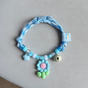 Colliers mignons pour chats et chiens, colliers pour animaux de compagnie, cordes tressées avec petites fleurs, peluches Bichon Frisé et Teddy aux couleurs dopamine - Product Image 5
