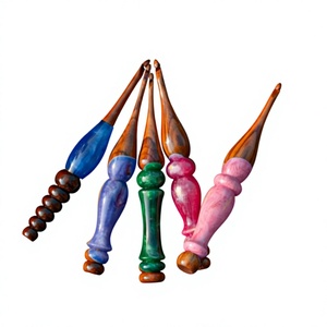 Aiguilles à crocheter en résine colorée et en bois, longueur 20 cm, épaisseur 3 mm, pour accessoires de tricot DIY - Product Image 5