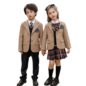 Uniforme scolaire britannique FUYI pour filles, modèles de jupes-culottes bleues, chemisiers d'uniforme scolaire pour filles, uniforme pour la <span class=keywords><strong>maternelle</strong></span>, le collège et le lycée - Product Image 1