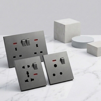 Interruptor de Pared Multifunción Universal con Panel de PC Gris Ultrafino de 6 mm, Precio de Fábrica KSQ, con Control Individual