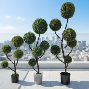 Fleurs et plantes décoratives saisonnières d'extérieur, arbres en boule, bonsaï artificiel en boule, buis vert utilisé pour décorer le jardin et la pièce - Product Image 1