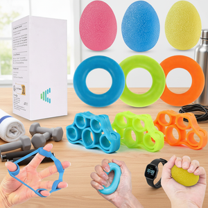 Ensemble de 9 entraîneurs de doigts, renforceur de poignets, exercices pour les doigts en silicone TPE, kit de balles à presser, entraînement <span class=keywords><strong>musculaire</strong></span>, sport, rock - Product Image 1