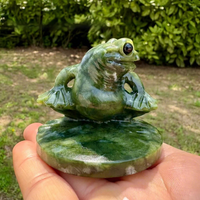 Figurine décorative de grenouille orientée vers l'arrière en cristal naturel poli, best-seller, objet de collection culturelle