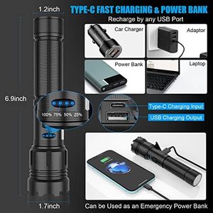 Lumen cao dẫn từ đèn pin siêu sáng nhỏ chiến thuật lõi ngô làm việc ánh sáng c-loại Khả năng mở rộng 7 chế độ IPX7 không thấm nước ngọn đuốc - Product Image 5