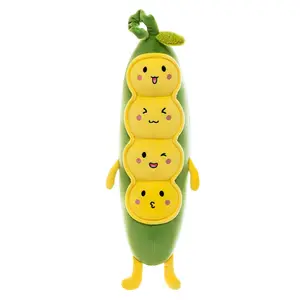 Kawaii morbido popolare verde piselli vegetali cuscino imbottito giocattoli personalizzati all'ingrosso