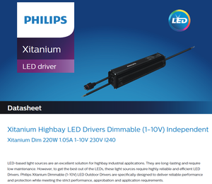Drivers LED dimmables PHILIPS Xitanium Dim 220W 1.05A 1-10V 230V I240 avec boîtier plastique pour éclairage Highbay (1-10V) - Product Image 2