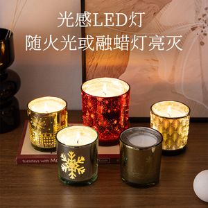 Bougie parfumée en verre sensible à la lumière LED, best-seller transfrontalier, un cadeau romantique pour les anniversaires et - Product Image 3