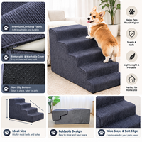 Rampe pour animaux de compagnie antidérapante à 5 marches pour petits chiens et chats avec housse en tissu amovible pliable, meubles pour la maison OEM